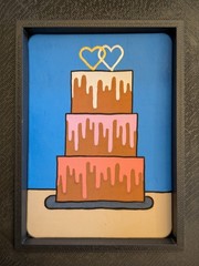 ACEO Original Hand Painted Acrylic Wedding Birthday Anniversary Cake Art Card