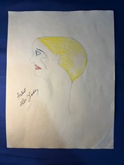 Lee Godie – painting drawing 12.5 x 9.8 in on old paper signed stamped