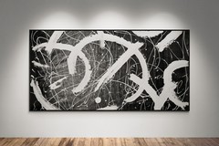 XXL Jackson Pollock Style Black & White Abstract Canvas – Handmade Art – 78×39