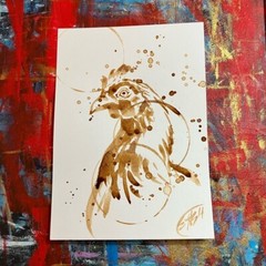 Chicken Original Painting coffee art farm bird home decor artwork Artettina USA