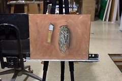 Original Oil Painting Plein Aire Modern Art, Framed Cicada Painting, 11×14″
