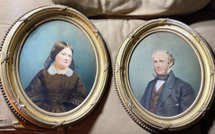 Superb Pair American School „Portrait Of Man And Woman“ Watercolor Paintings