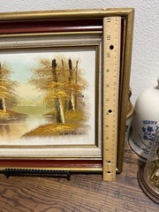 Vintage Wood Framed Oil Painting On Canvas Autumn Landscape Cantrell 12 X 14 In.
