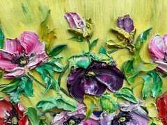 Unknown Expressionist Flower Still Life Oil Painting Impasto Vintage 59X49Cm