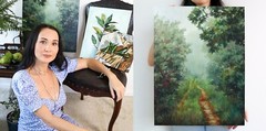Landscape Painting Wood Original Art 18″x24″ Botanical tree Oil Painting Artwork