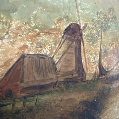 Rustic Landscape Oil Painting „Wooden Frame“ Classic Small Artwork