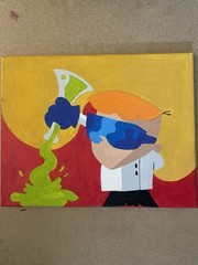 Custom handmade Canvas Painting – Dexter laboratory Cartoon Scientist Character,