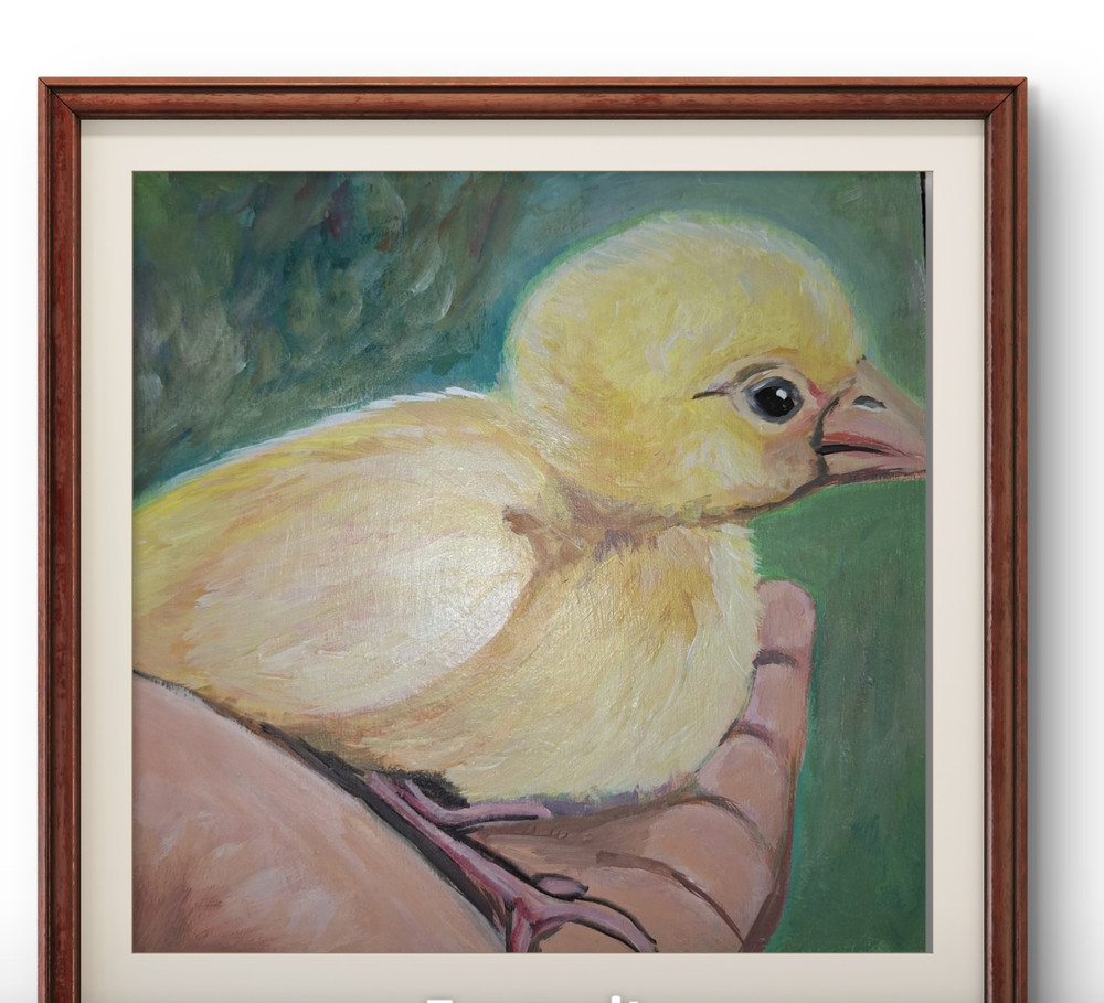 Original Chicks Painting wood canvas 8×8