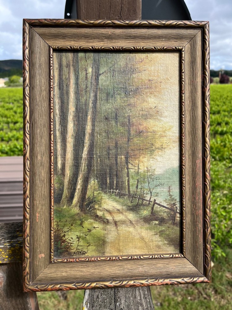 Oil Painting Forrest Path Scene 1920s