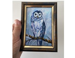 Bird Painting Owl painting framed Owl bird painting oil Small bird Painting