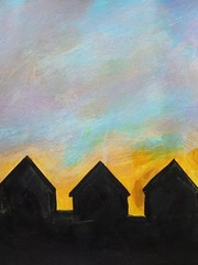 Abstract/Impressionism P Town 6A Cottages colorful Handmade Street Art Painting