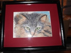 „Mad Cat“ -Alcohol Ink Painting 5″X7″ – 8″X10″ Pro Beveled Mat in Frame