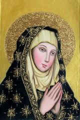 Virgin Mary Original Painting Oil on Canvas Cusco School 7 3/8 x 11 1/4