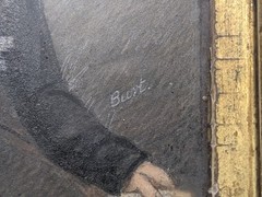 Antique 18th / 19th Century Portrait Painting Watercolour of a Man Signed Burt