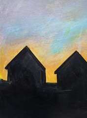 Abstract/Impressionism P Town 6A Cottages colorful Handmade Street Art Painting