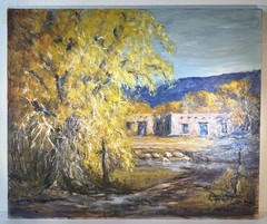 California Artist Palos Verdes Oil Painting 1989 Anne Gere New Mexico Landscape