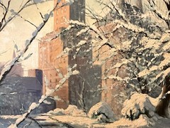 Old Impressionist Original Oil Painting Central Park New York Landscape Signed