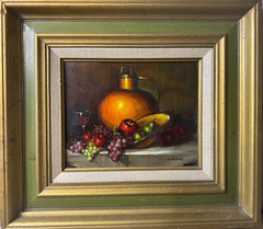 W Edward „Tabletop Still Life Scene“ Oil Painting – Signed And Framed