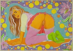 Erotic, large watercolor 70 x 50 cm, „Mandy“, Lovely Lisa Art.