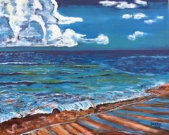 OCEAN BEACH SEASCAPE Original Art PAINTING DAN BYL Contemporary Large 4×5 feet