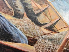 No: 1122 Oil Painting Artwork Maritime Landscape Signed Sea People Boat