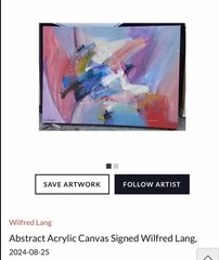 Signed Authentic Original Wilfred Lang Layered Abstract Canvas Painting 2024