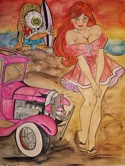 EyeBalling by Alexander Mohler 18×24 watercolor ILLUSTRATION LOWBROW ART