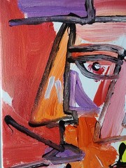 Original Abstract Painting Cubist Canvas Neo Expressionist Fine Art Decor 9×12