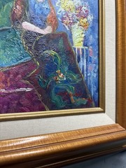 Two Women Vintage oil Painting signed T. Denver 15×13