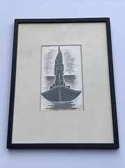 MARGO HOFF PAINTING ANTIQUE NAUTICAL WPA ERA 1930’S DRAWING FAMOUS MODERNIST
