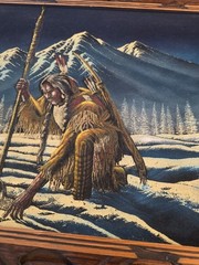 Vtg Indian Velvet Painting Made In Mexico Mountains Majesty Tracking