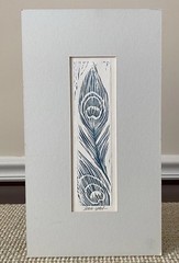 Original Woodblock Blue Feather Etching Signed By Fran Ritchie Yost D