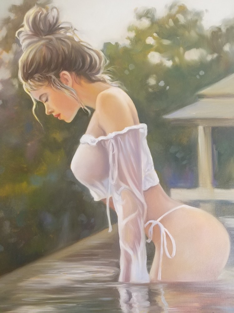 original painting 30 х 40 cm 321ChOl Art Oil paints Female nude Signed 2023