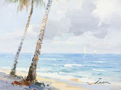 Luxury Framed Oil Painting, Impressionism Florida Seascape, Signed by Eric Son