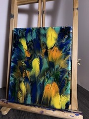 Peacock Feather Acrylic Pour Canvas Painting
