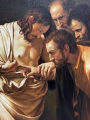 Caravaggio oil on canvas “The Incredulity of Saint Thomas” 30″x40 Inches