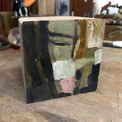 Rob Vetter Original Oil Painting on Scrap Lumber 4×4 Landscape No. 257 NW Art