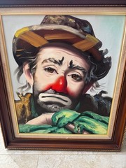 Clown Painting Rusty Rust EMMETT KELLY Oil Canvas 1982 1/250 24″ x 20″ Sad