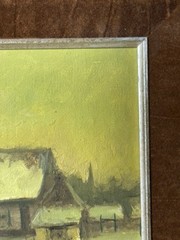 Louis De Saeger VTG Oil On Board Belgian Impressionist Farm Scene Framed