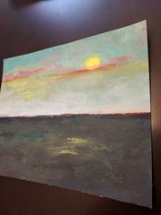 Elvi Original Landscape 8×10 Painting Heavy paper Acrylic Sunset