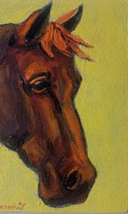 Horse Impasto Painting Original Art Impression Oil Painting 7.5 x 6 in