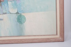 Mid-Century Abstract Oil Painting By Chirard? With Wooden Frame