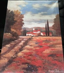 Kanayo Ede Acrylic Landscape Painting El Pastoral/Vineyard Art Print Canvas Wall