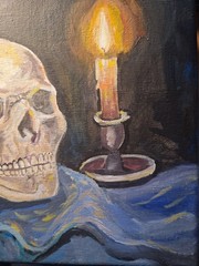 Original Impressionist 8×10 Skull Acrylic Canvas Signed Warm Earth Wall Art