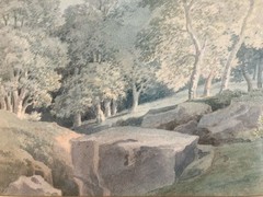 Very Pretty Painting Watercolour On Paper Xixth Boudet 1824 Forest Landscape Cv