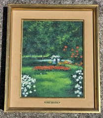 Rare Paul Bruyere Painting „Azaleas“ 1969 Palm Beach Art Show A French Garden