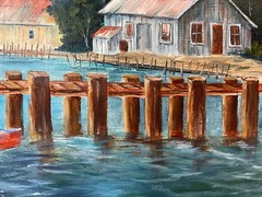 16 x 20 Original Acrylic on Canvas….“Smokin‘ Dragon Fishing Boat“