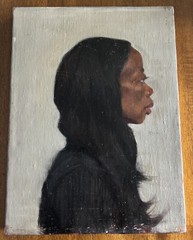 Satoshi Okada Japan Oil Painting Contemporary Black woman portrait „REPOSE“