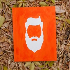 Handmade acrylic painting hipster beard on canvas 13 inch by 11 inch