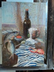 Stilllife Irish angler Original oil painting 3D ART impasto Irish Celtic Symbol